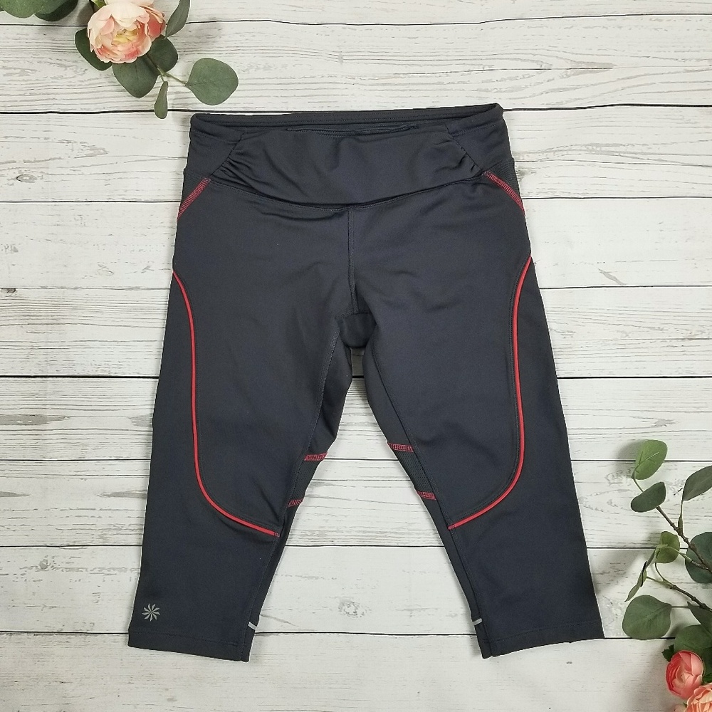 Athleta Cropped Grey Pink Leggings Active Wear Gym